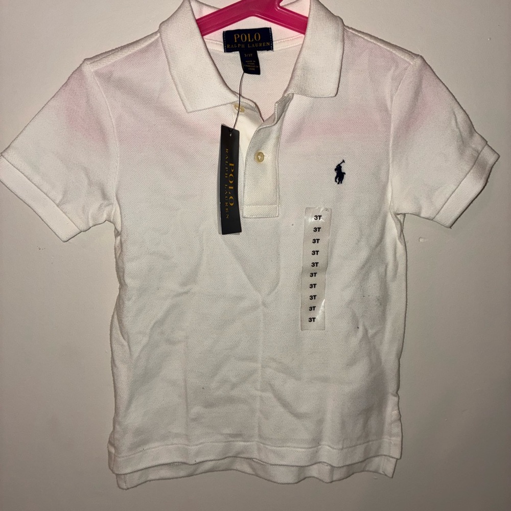 Polo Ralph Lauren Boys 3T Polo Shirt – White w/ Blue Logo – NWT